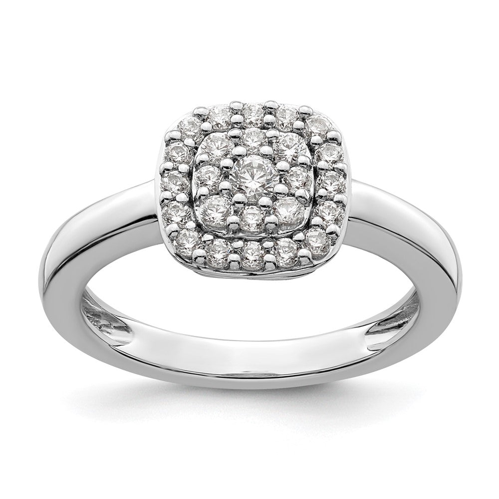 14k White Gold 3/8 ct Lab Grown Diamond VS/SI+ G+ Comp Square Halo Ring