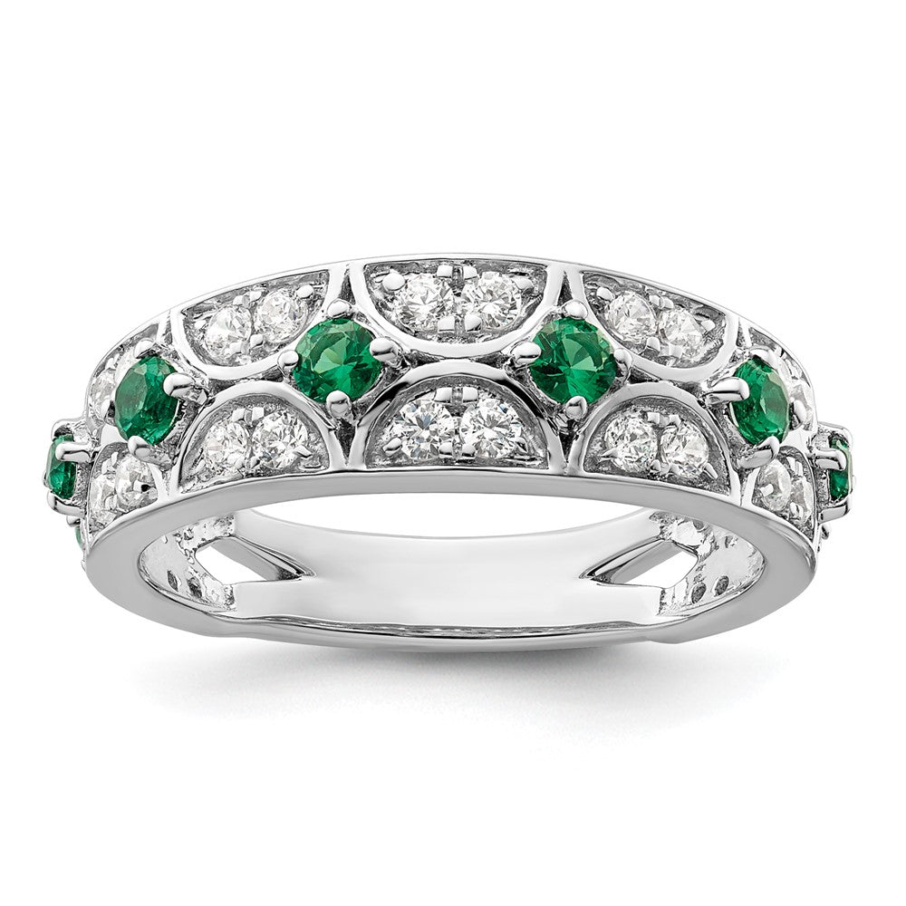14kw 1/2 ct Lab Grown Diamond VS/SI+ G+ & Cr Emerald Comp Ring