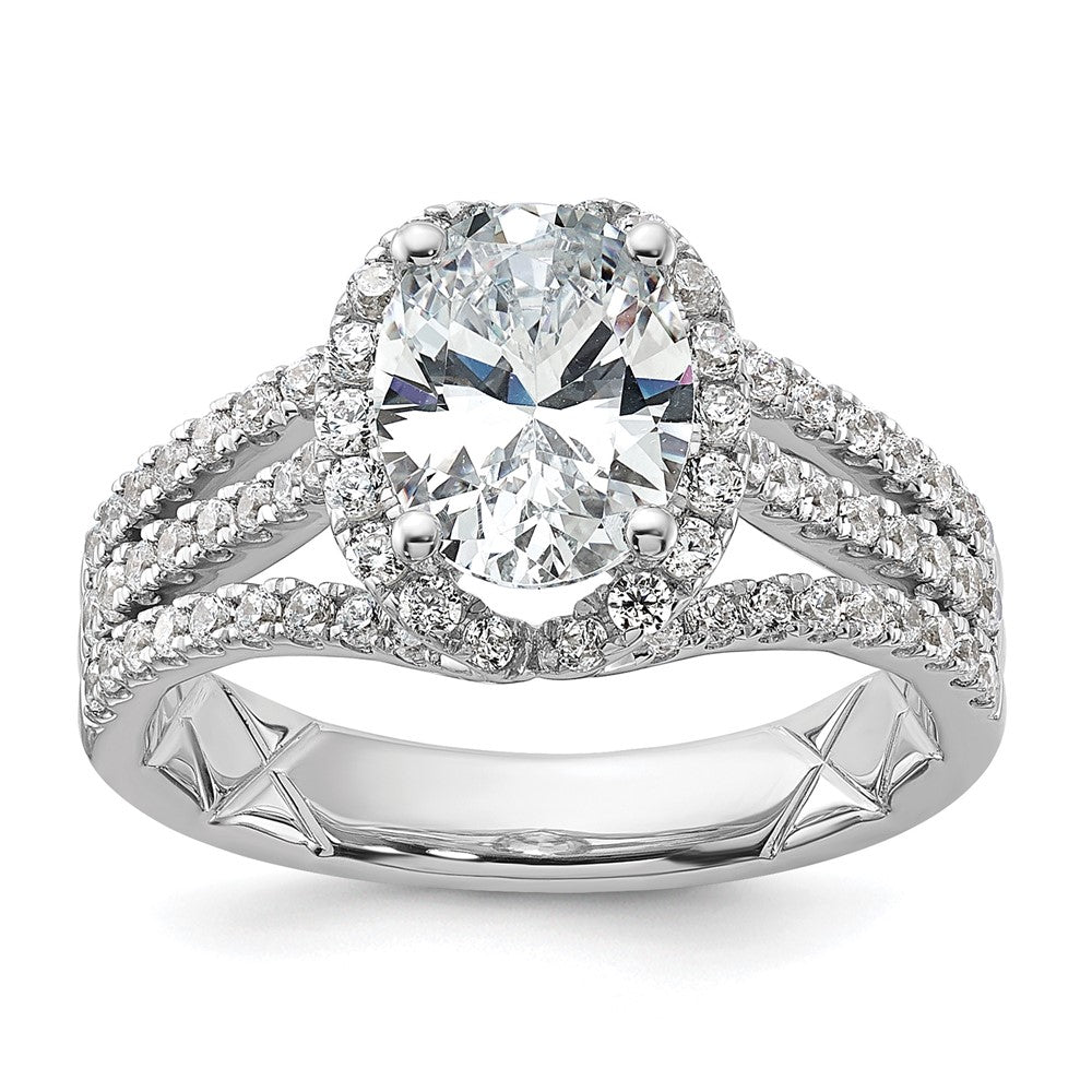 14kw 2 1/8ct Certified Lab Grown Diamond VS/SI+ G+ Comp Halo Eng Ring