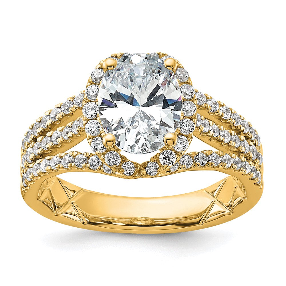 14k 5/8ct Lab Grown Diamond VS/SI+ G+ 1 1/2ct Oval Semi Halo Eng Ring
