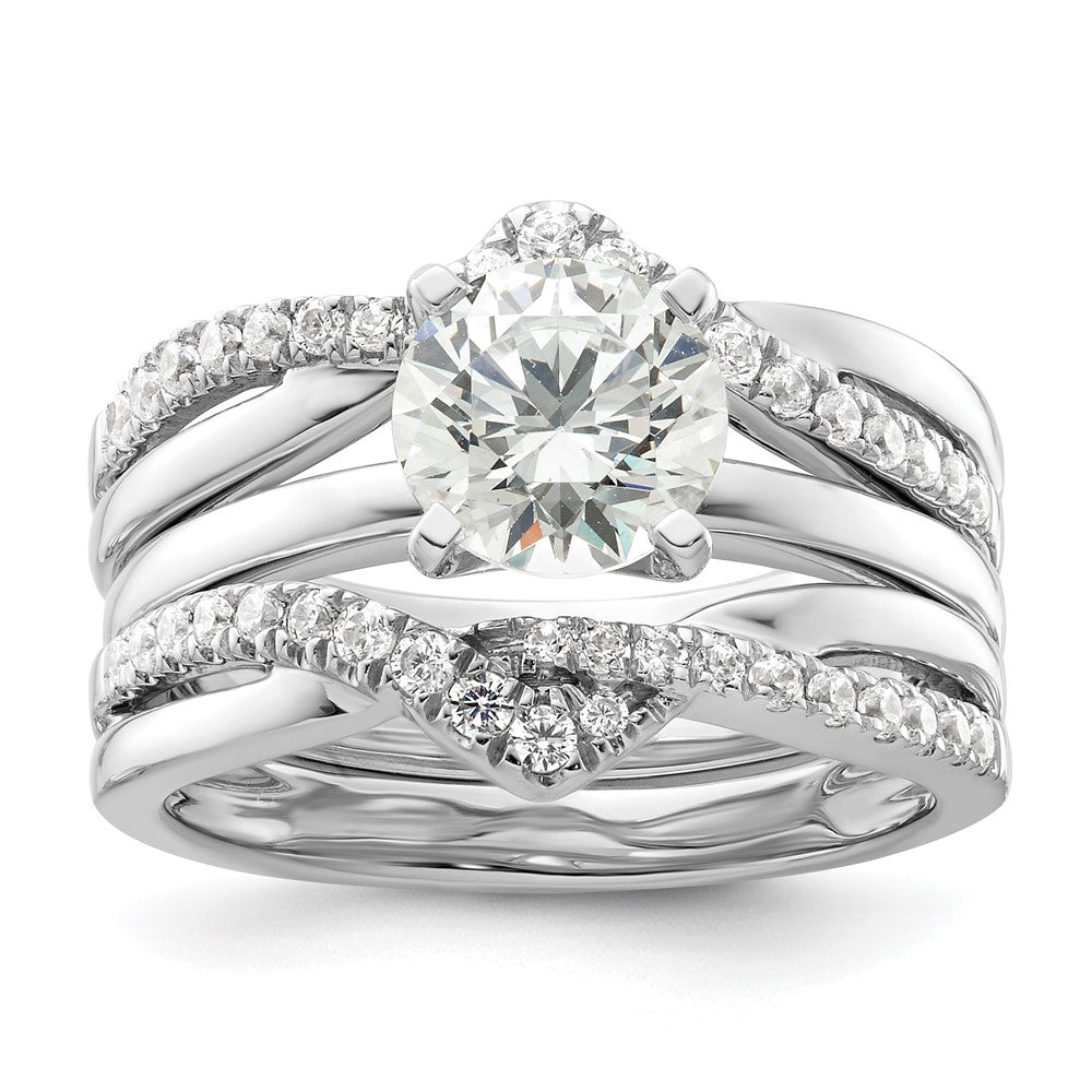 14k White Gold 3/8 ct Lab Grown Diamond VS/SI+ G+ Complete Ring Guard