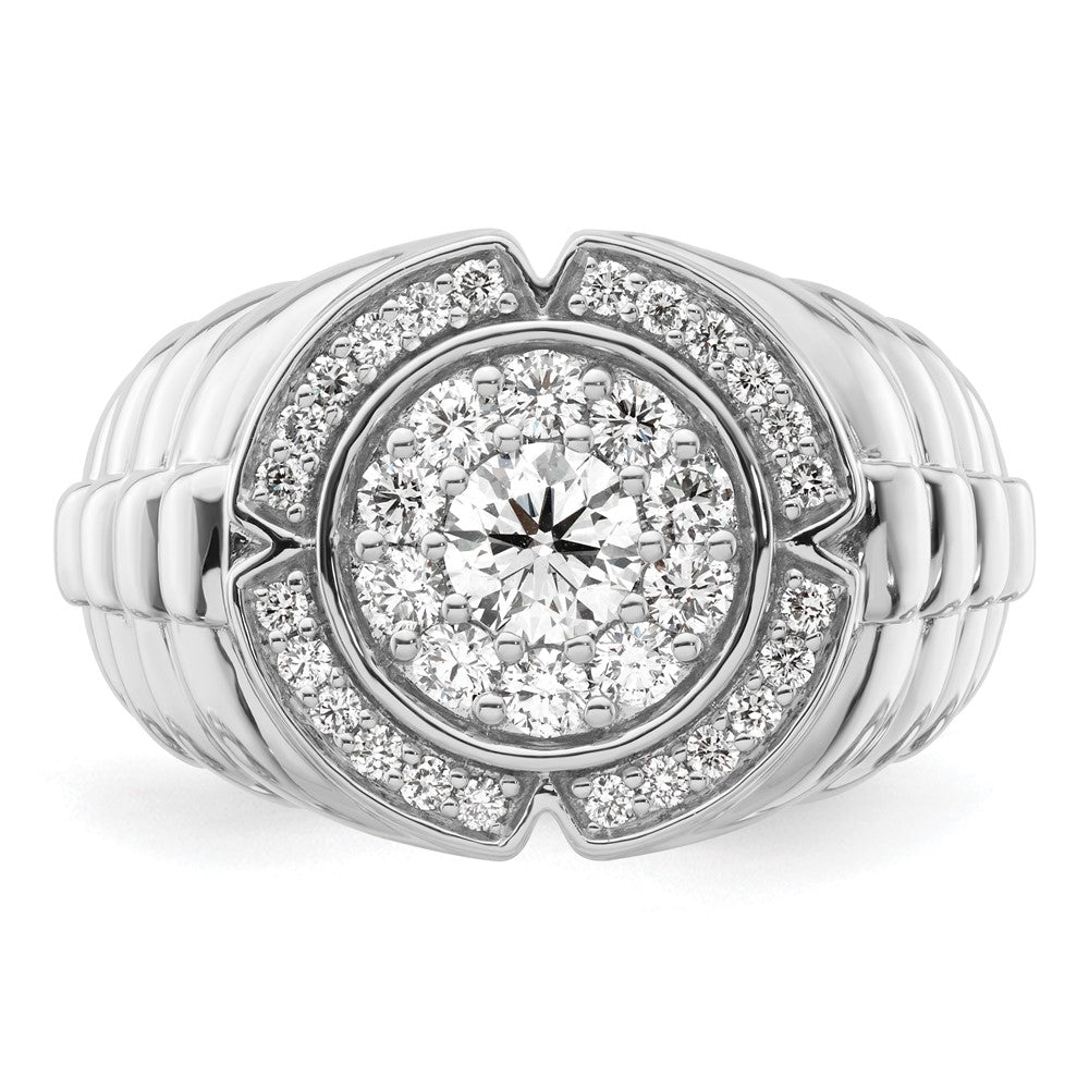 10k White Gold 1 1/5ct Lab Grown Dia VS/SI+ G+ Complete Men's Cluster Ring
