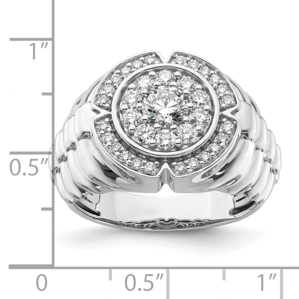 10k White Gold 1 1/5ct Lab Grown Dia VS/SI+ G+ Complete Men's Cluster Ring