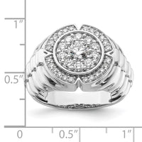10k White Gold 1 1/5ct Lab Grown Dia VS/SI+ G+ Complete Men's Cluster Ring