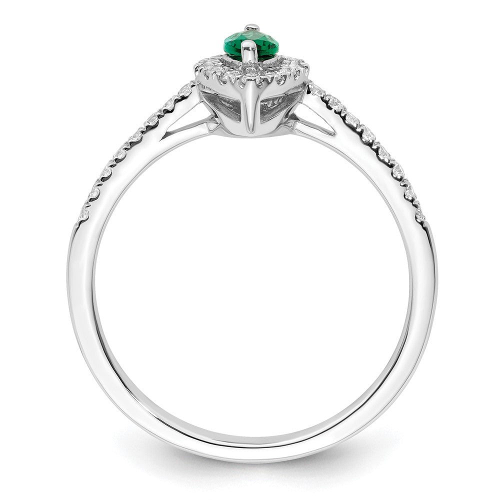 14kw 1/5 ct Lab Grown Dia VS/SI+ G+ & Cr Emerald May Birthstone Ring
