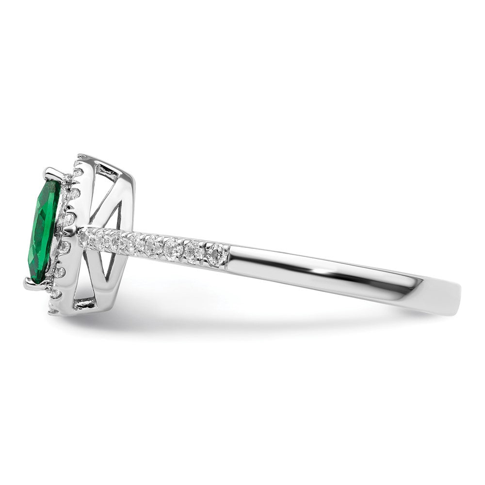 14kw 1/5 ct Lab Grown Dia VS/SI+ G+ & Cr Emerald May Birthstone Ring