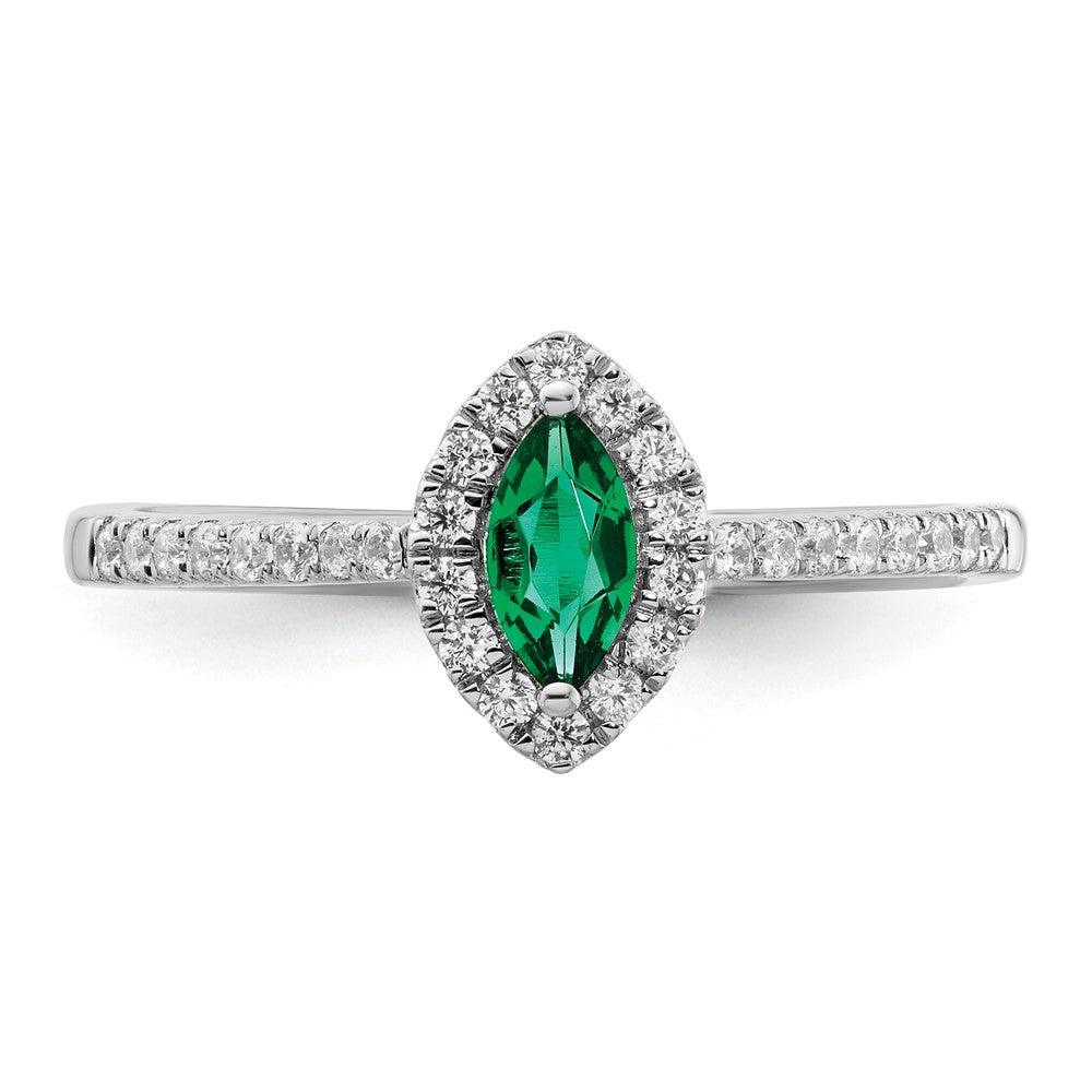 14kw 1/5 ct Lab Grown Dia VS/SI+ G+ & Cr Emerald May Birthstone Ring