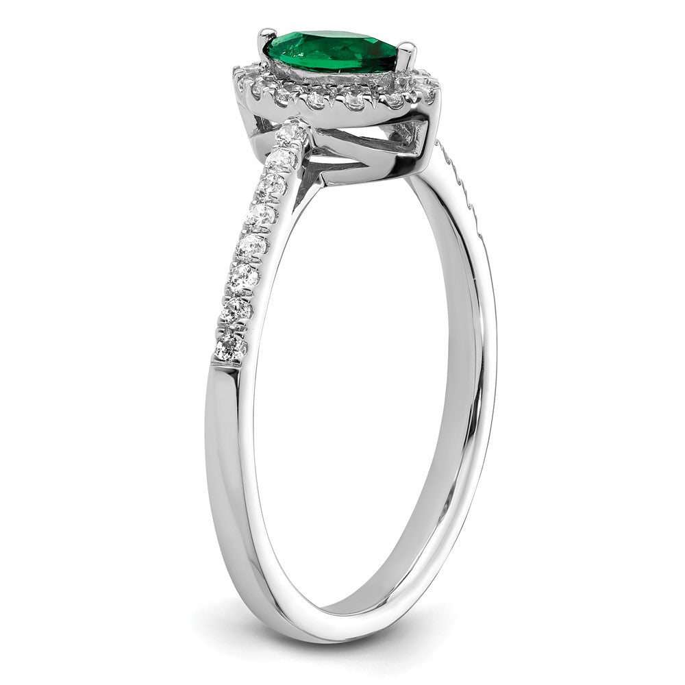 14kw 1/5 ct Lab Grown Dia VS/SI+ G+ & Cr Emerald May Birthstone Ring