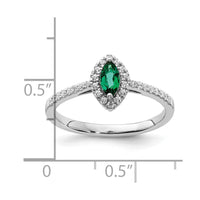 14kw 1/5 ct Lab Grown Dia VS/SI+ G+ & Cr Emerald May Birthstone Ring