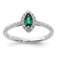 14kw 1/5 ct Lab Grown Dia VS/SI+ G+ & Cr Emerald May Birthstone Ring