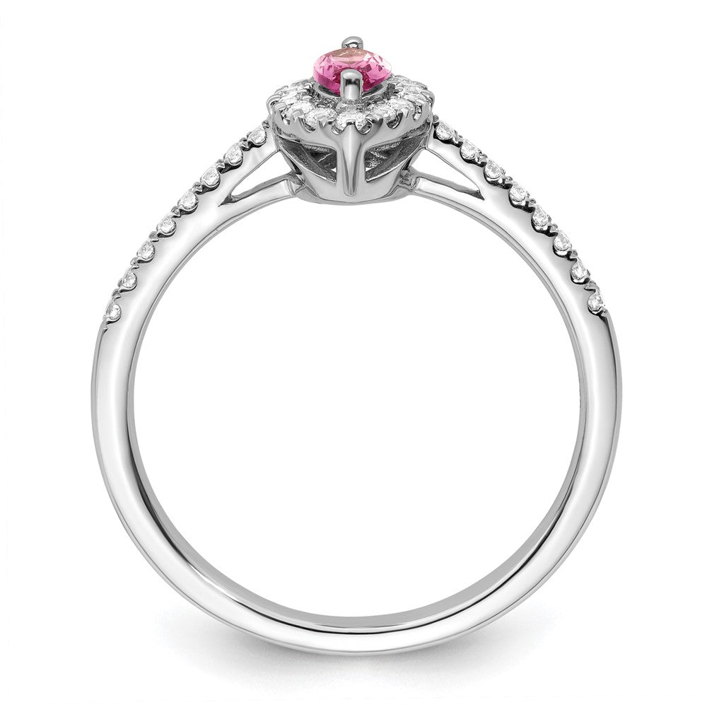 14kw 1/5 ct Lab Grown Dia VS/SI+ G+ & Cr Pink Sapphire Oct Birthstone Ring
