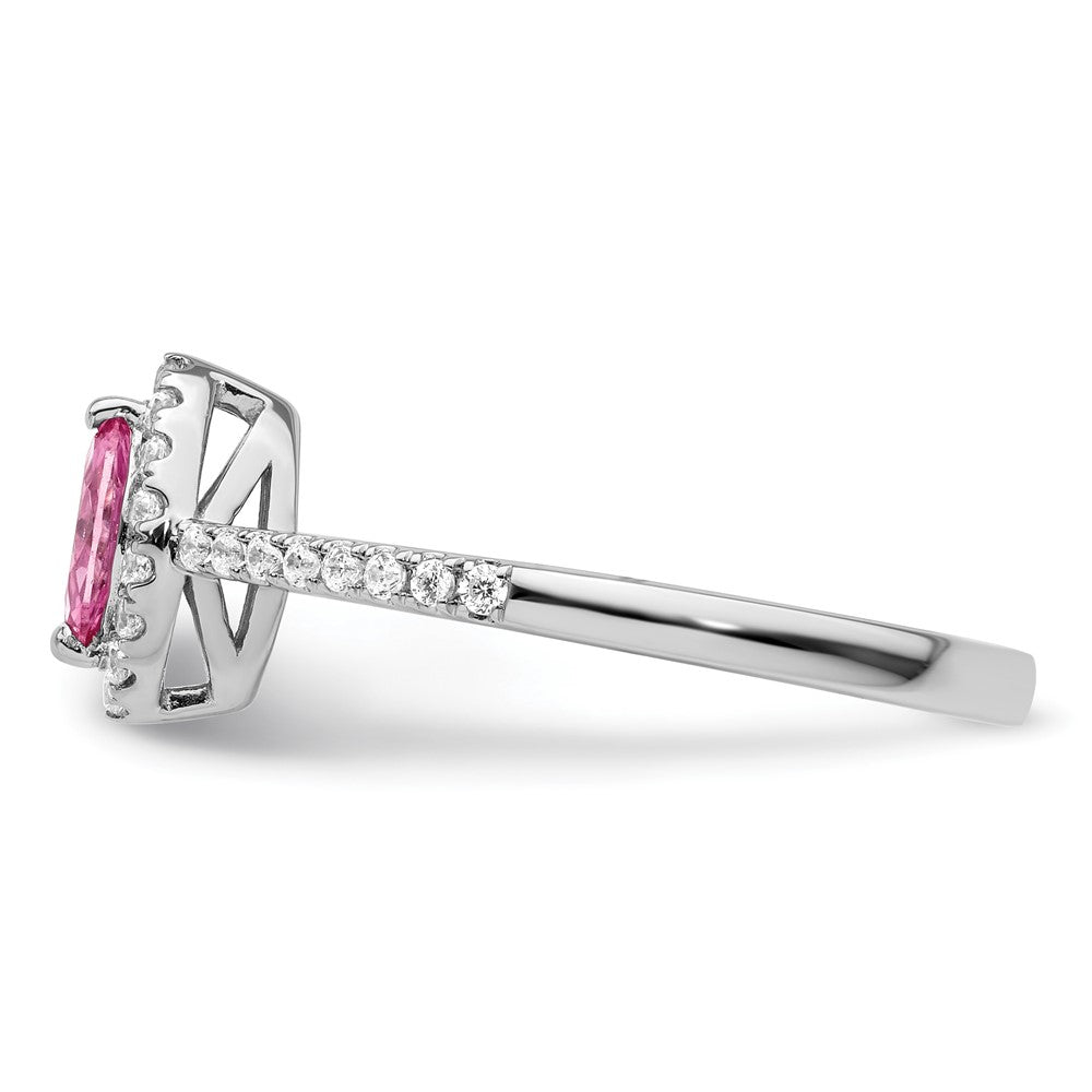 14kw 1/5 ct Lab Grown Dia VS/SI+ G+ & Cr Pink Sapphire Oct Birthstone Ring