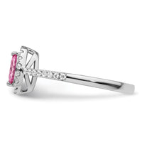 14kw 1/5 ct Lab Grown Dia VS/SI+ G+ & Cr Pink Sapphire Oct Birthstone Ring