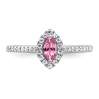 14kw 1/5 ct Lab Grown Dia VS/SI+ G+ & Cr Pink Sapphire Oct Birthstone Ring