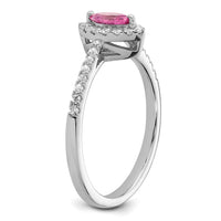 14kw 1/5 ct Lab Grown Dia VS/SI+ G+ & Cr Pink Sapphire Oct Birthstone Ring