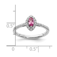 14kw 1/5 ct Lab Grown Dia VS/SI+ G+ & Cr Pink Sapphire Oct Birthstone Ring