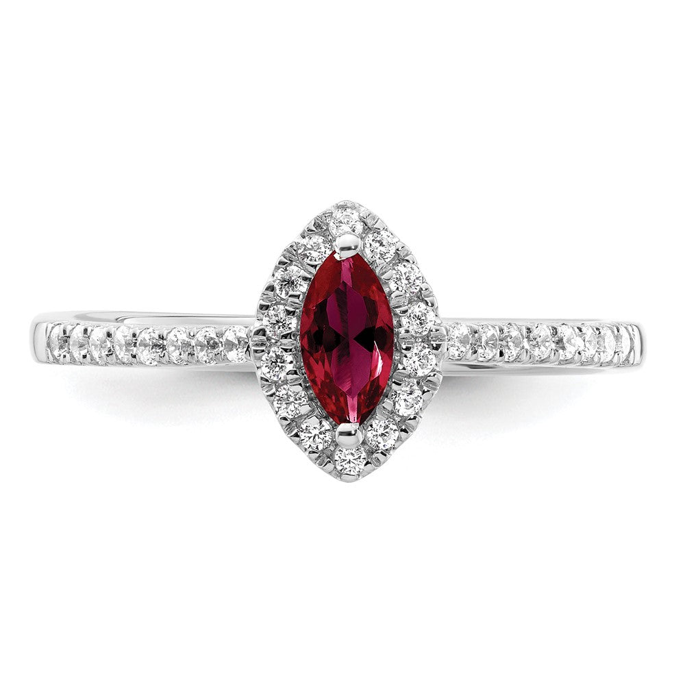 14kw 1/5 ct Lab Grown Dia VS/SI+ G+ & Cr Ruby July Birthstone Ring