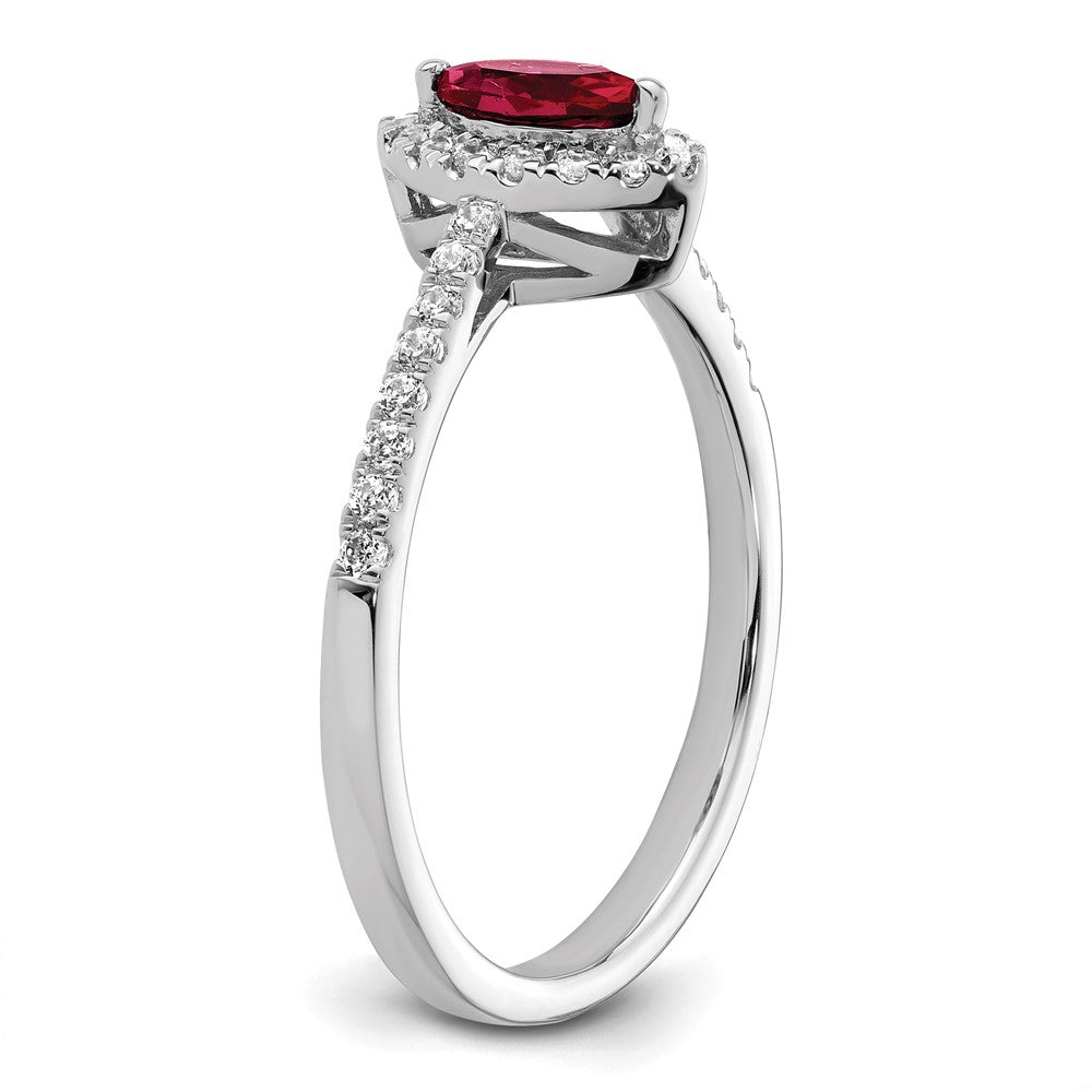 14kw 1/5 ct Lab Grown Dia VS/SI+ G+ & Cr Ruby July Birthstone Ring