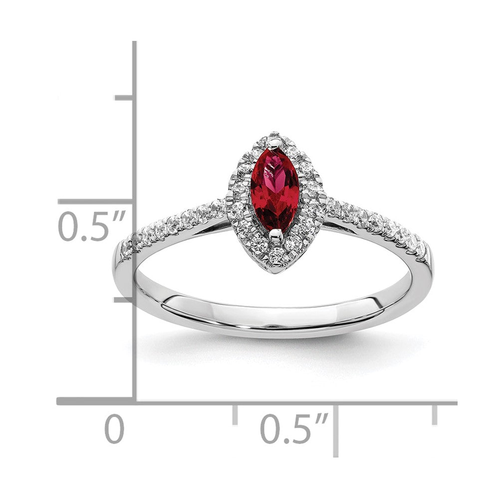 14kw 1/5 ct Lab Grown Dia VS/SI+ G+ & Cr Ruby July Birthstone Ring
