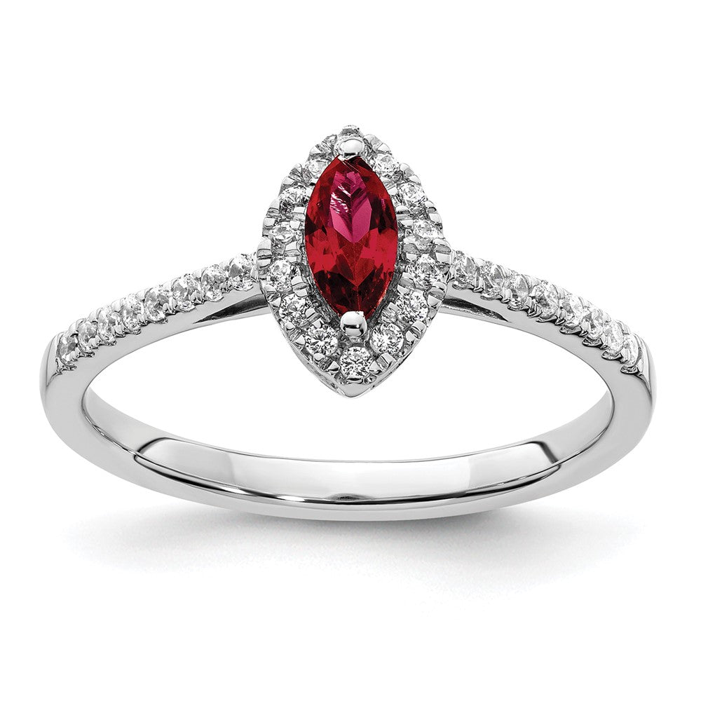 14kw 1/5 ct Lab Grown Dia VS/SI+ G+ & Cr Ruby July Birthstone Ring