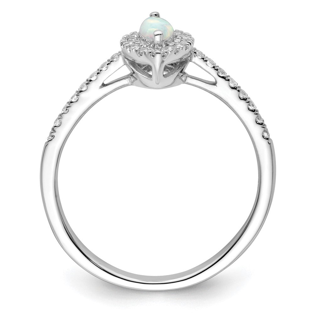 14kw 1/5 ct Lab Grown Dia VS/SI+ G+ & Cr Opal October Birthstone Ring