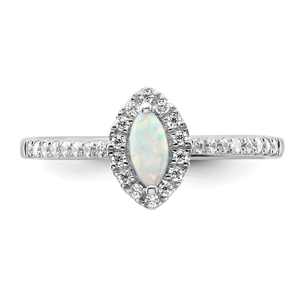14kw 1/5 ct Lab Grown Dia VS/SI+ G+ & Cr Opal October Birthstone Ring