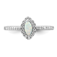 14kw 1/5 ct Lab Grown Dia VS/SI+ G+ & Cr Opal October Birthstone Ring