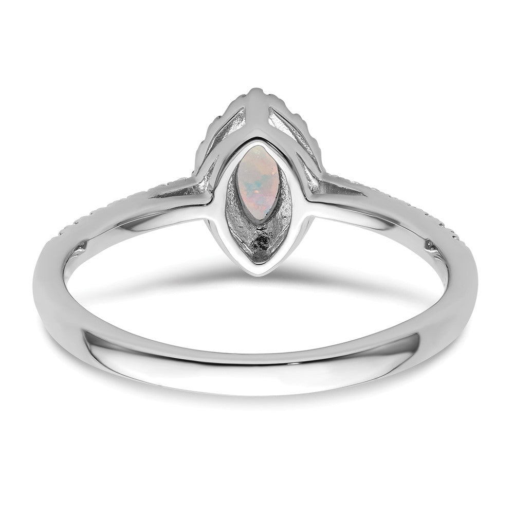 14kw 1/5 ct Lab Grown Dia VS/SI+ G+ & Cr Opal October Birthstone Ring