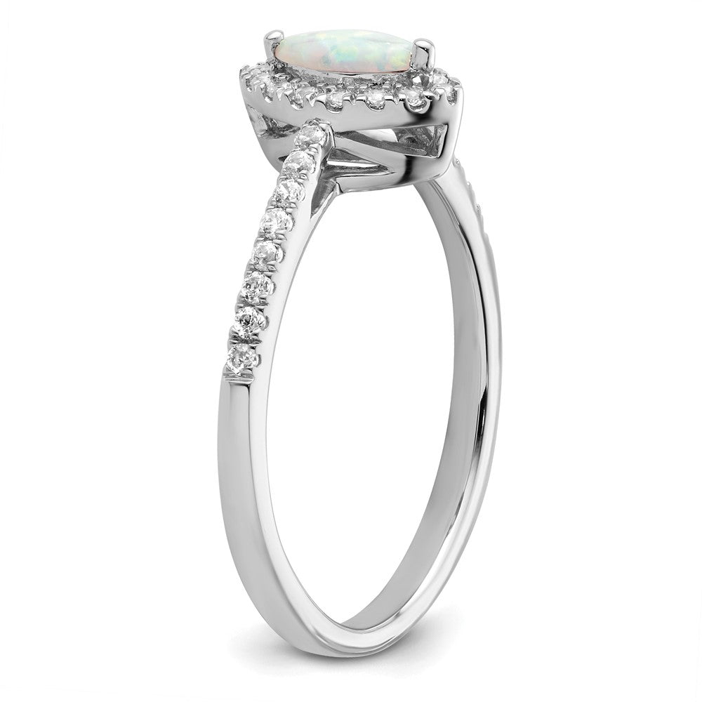 14kw 1/5 ct Lab Grown Dia VS/SI+ G+ & Cr Opal October Birthstone Ring