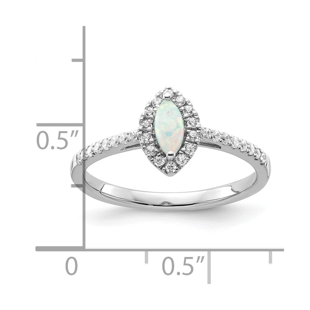 14kw 1/5 ct Lab Grown Dia VS/SI+ G+ & Cr Opal October Birthstone Ring