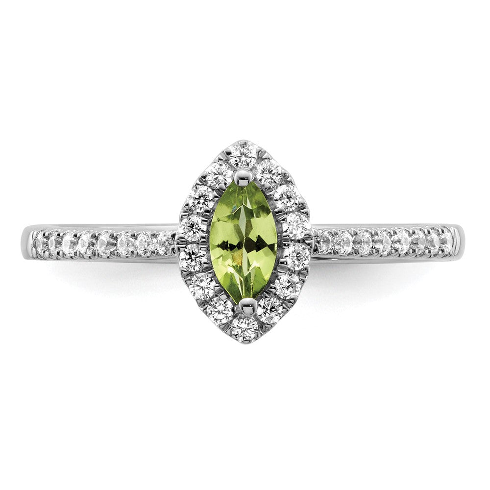 14kw 1/5 ct Lab Grown Dia VS/SI+ G+ & Peridot August Birthstone Ring