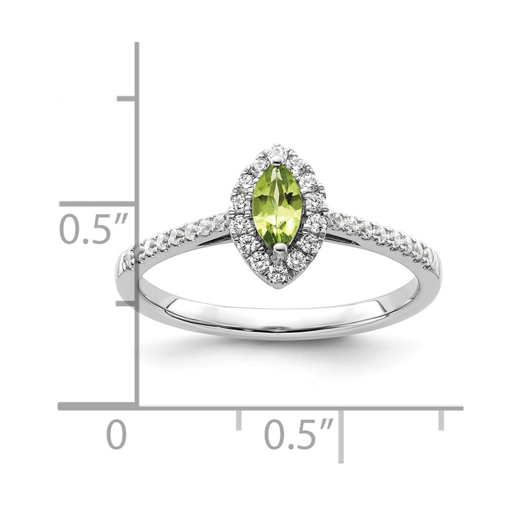 14kw 1/5 ct Lab Grown Dia VS/SI+ G+ & Peridot August Birthstone Ring