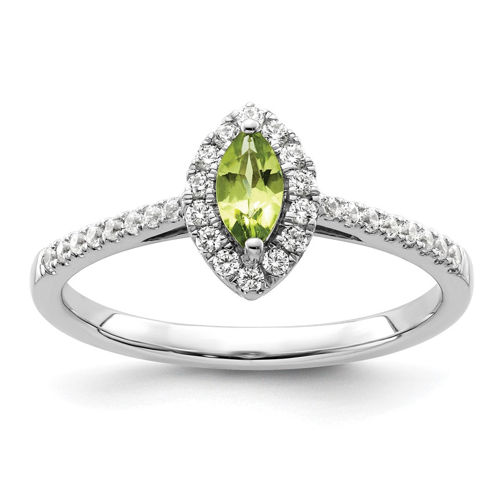 14kw 1/5 ct Lab Grown Dia VS/SI+ G+ & Peridot August Birthstone Ring