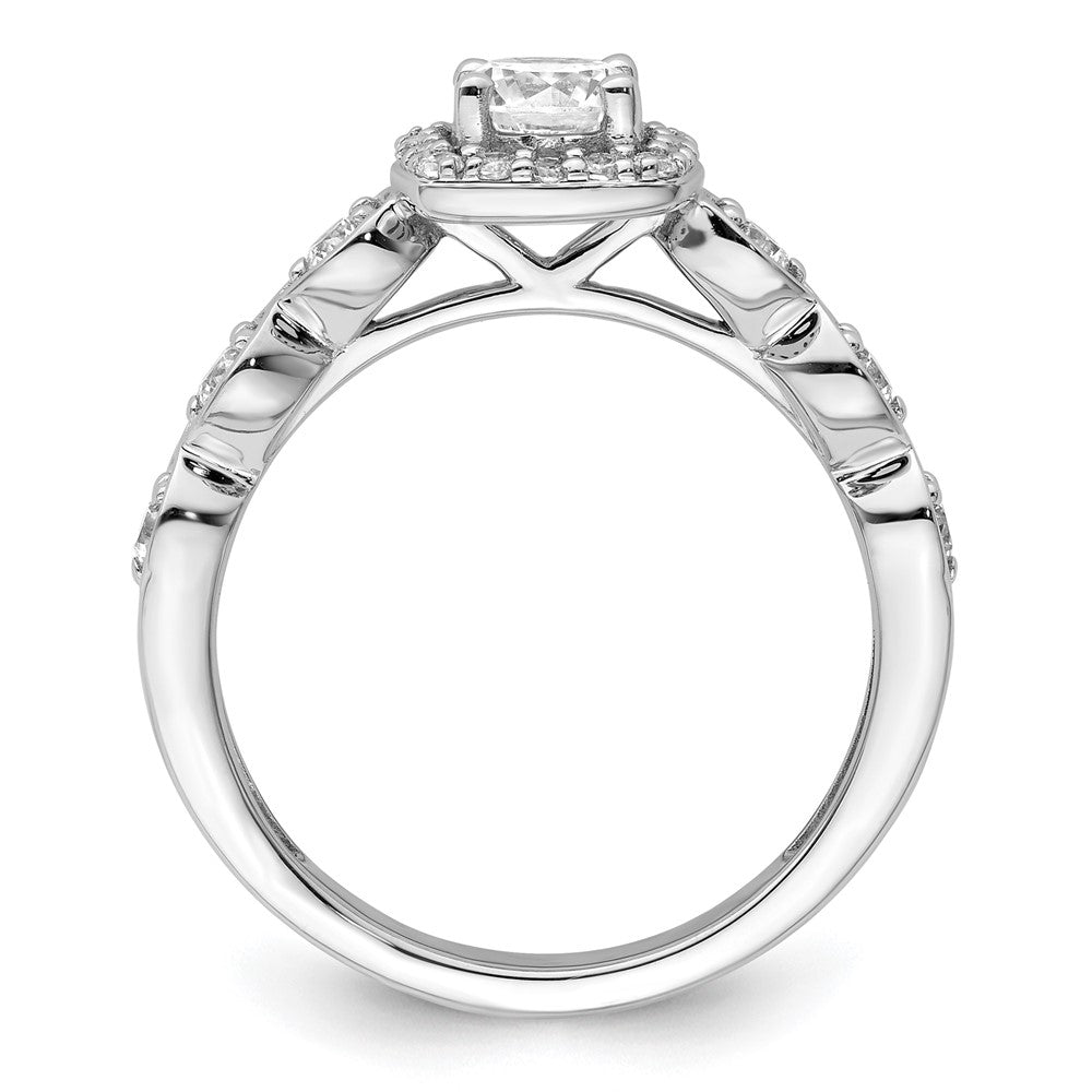 14k White Gold 7/8 ct Lab Grown Dia VS/SI+ G+ Comp Halo Engagement Ring