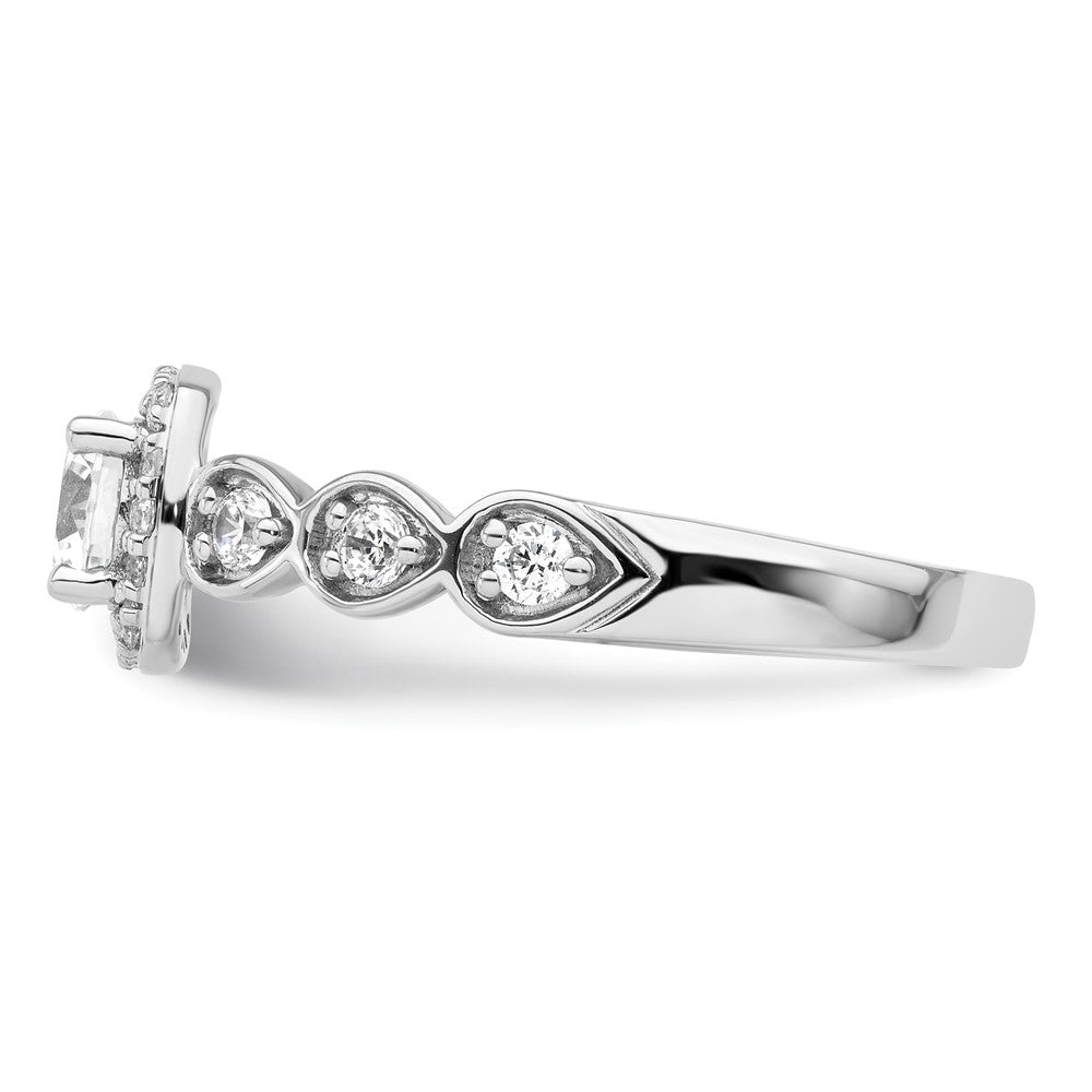 14k White Gold 7/8 ct Lab Grown Dia VS/SI+ G+ Comp Halo Engagement Ring