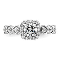 14k White Gold 7/8 ct Lab Grown Dia VS/SI+ G+ Comp Halo Engagement Ring