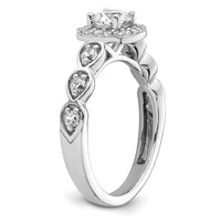 14k White Gold 7/8 ct Lab Grown Dia VS/SI+ G+ Comp Halo Engagement Ring