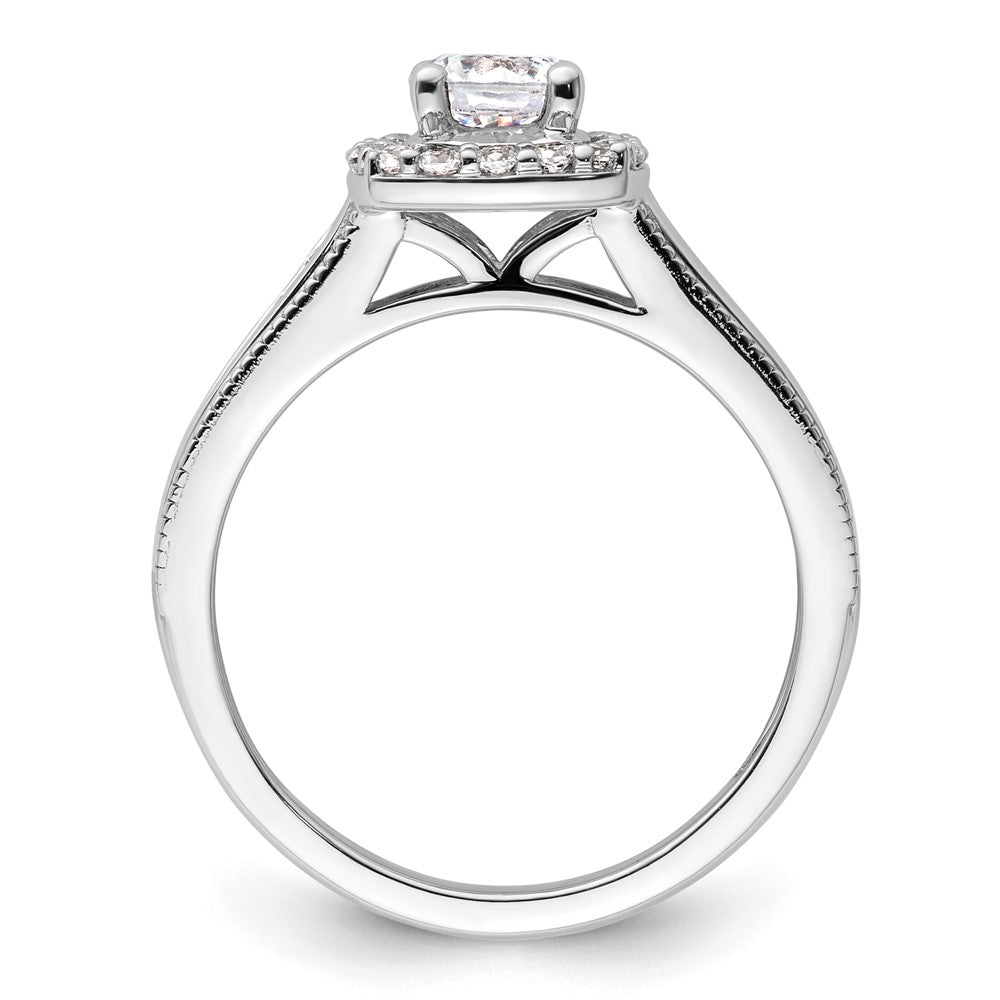 14k White Gold 1 ct Lab Grown Dia VS/SI+ G+ Comp Halo Engagement Ring