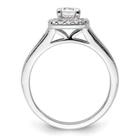 14k White Gold 1 ct Lab Grown Dia VS/SI+ G+ Comp Halo Engagement Ring