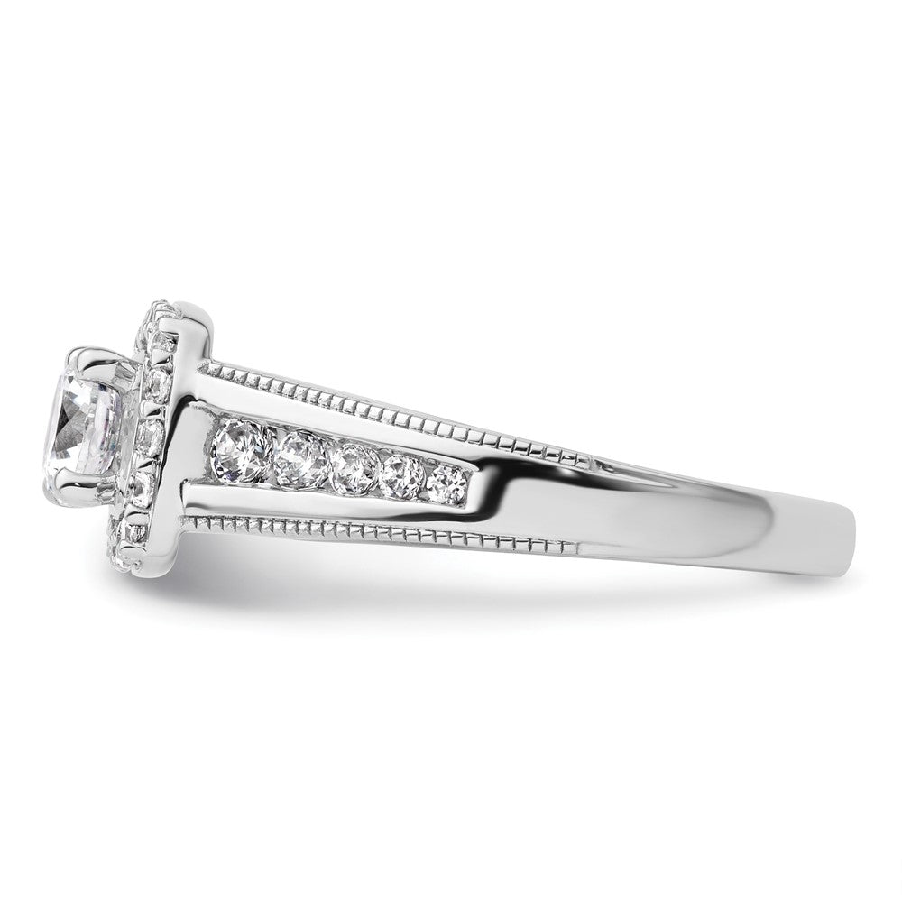 14k White Gold 1 ct Lab Grown Dia VS/SI+ G+ Comp Halo Engagement Ring