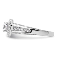 14k White Gold 1 ct Lab Grown Dia VS/SI+ G+ Comp Halo Engagement Ring