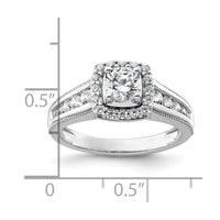 14k White Gold 1 ct Lab Grown Dia VS/SI+ G+ Comp Halo Engagement Ring
