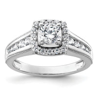 14k White Gold 1 ct Lab Grown Dia VS/SI+ G+ Comp Halo Engagement Ring