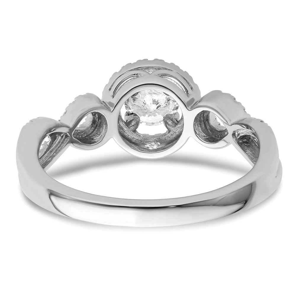 14k White Gold 5/8 ct Lab Grown Dia VS/SI+ G+ Round Comp Halo Eng Ring