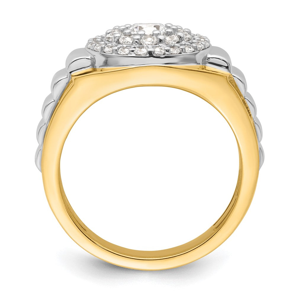 14k Two-Tone 1 1/4 ct Lab Grown Dia VS/SI+ G+ Complete Cluster Men's Ring