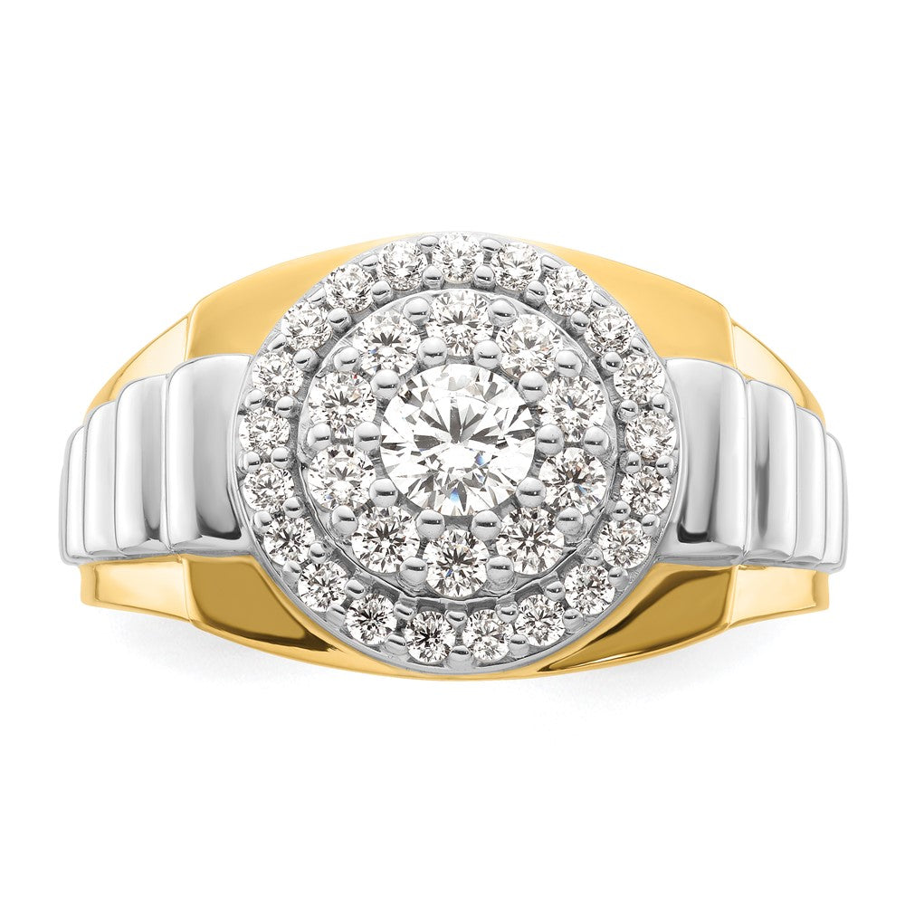 14k Two-Tone 1 1/4 ct Lab Grown Dia VS/SI+ G+ Complete Cluster Men's Ring