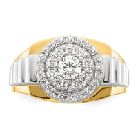 14k Two-Tone 1 1/4 ct Lab Grown Dia VS/SI+ G+ Complete Cluster Men's Ring