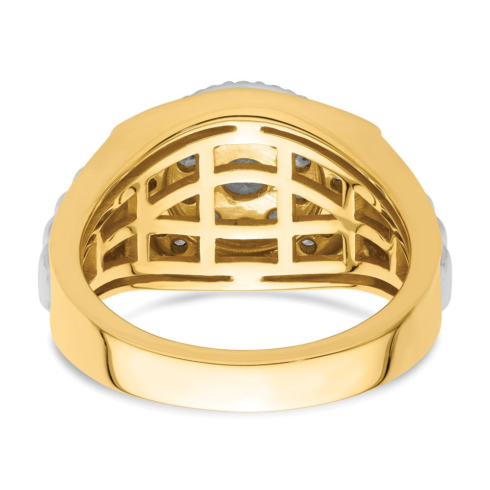 14k Two-Tone 1 1/4 ct Lab Grown Dia VS/SI+ G+ Complete Cluster Men's Ring