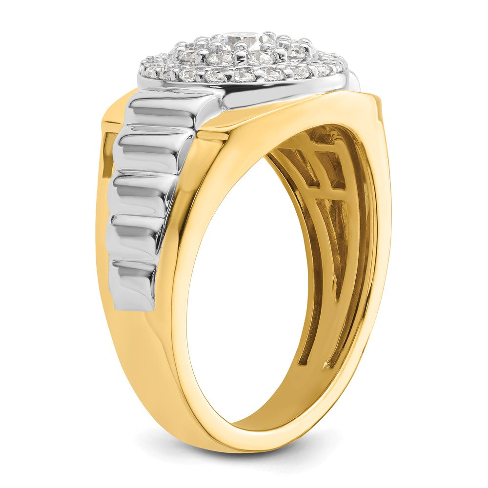 14k Two-Tone 1 1/4 ct Lab Grown Dia VS/SI+ G+ Complete Cluster Men's Ring