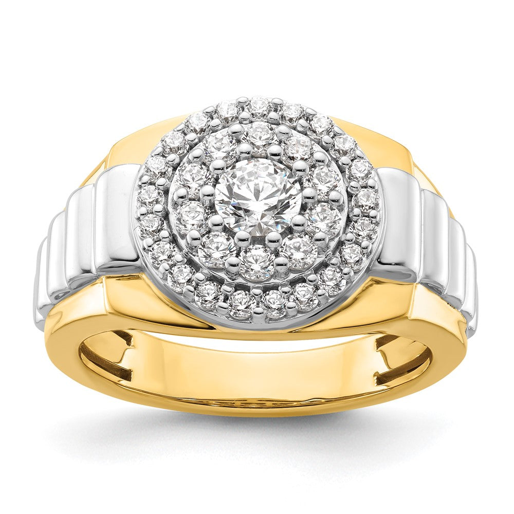 14k Two-Tone 1 1/4 ct Lab Grown Dia VS/SI+ G+ Complete Cluster Men's Ring
